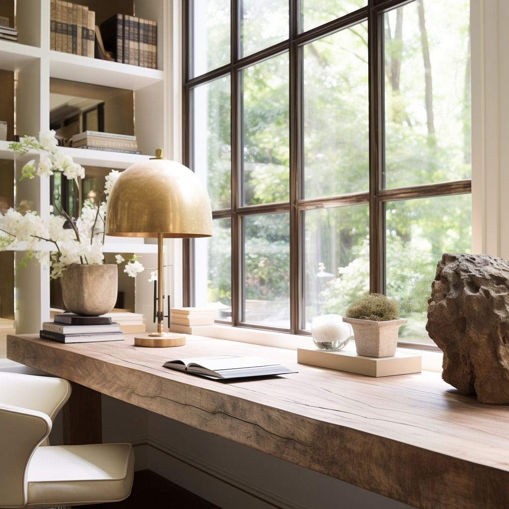 Luxury women's workspace interior design in Harrogate with warm tones and refined styling